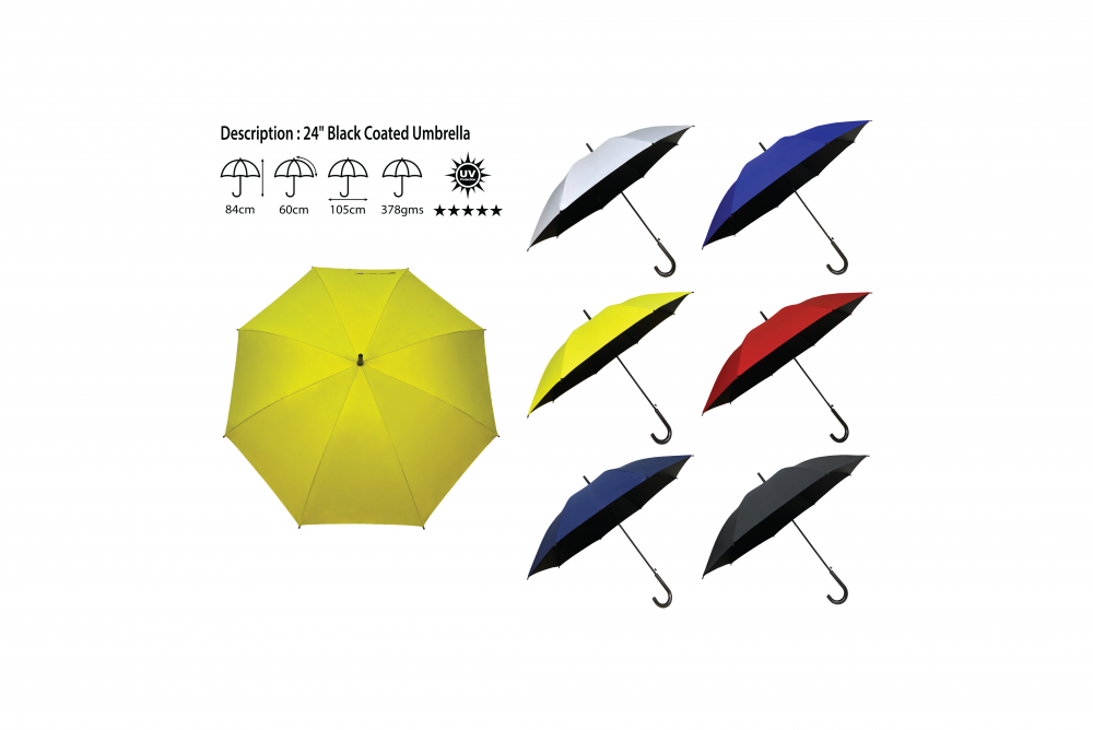 24 BLACK COATED UMBRELLA